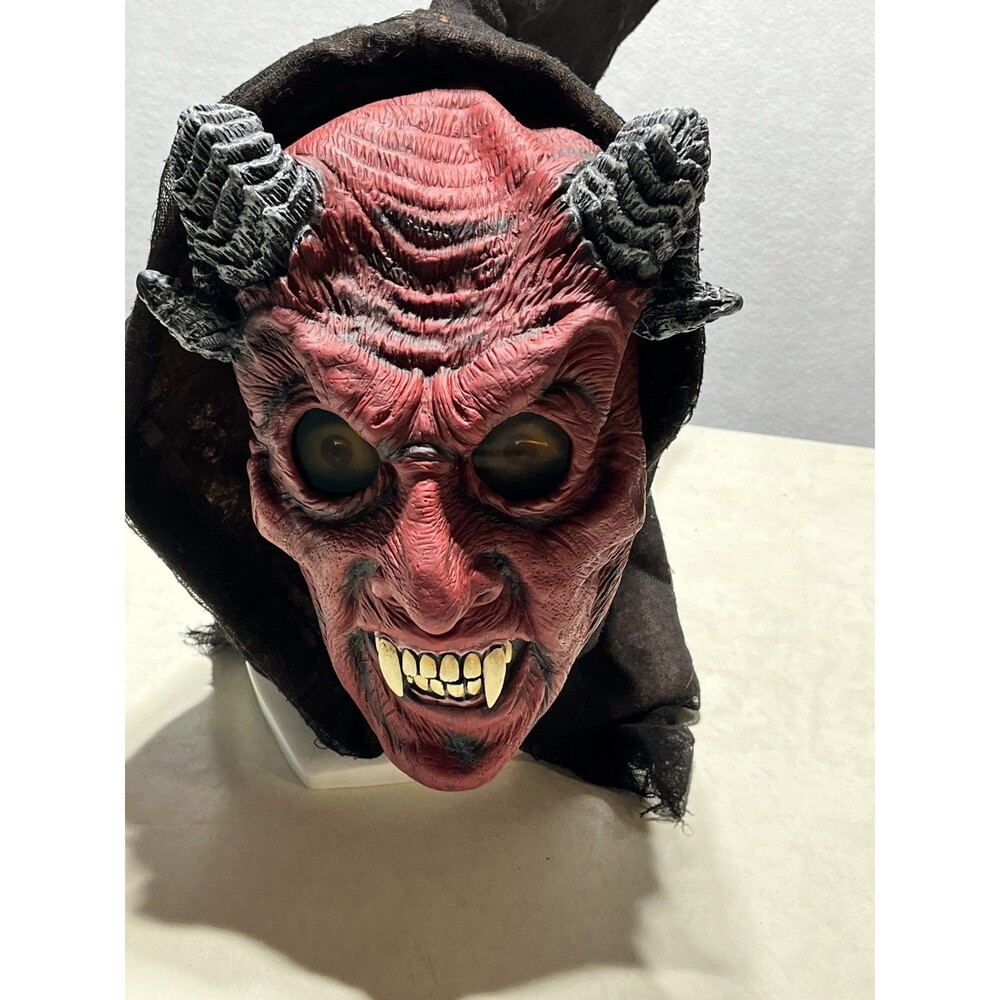 Seasons Red Devil Demon Mask Horns Black Hood Halloween Costume Adult